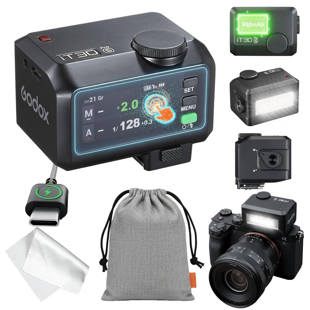 GODOX IT30 Pro S TTL Mini Flash & Trigger for Sony - GoDOx Authorized Distributor IT30Pro Wireless Master & Receiver Full-Color Touchscreen Speedlite HSS 1/8000s 2.4G Wireless X System Trigge