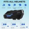 DerHed Motorcycle Helmet Bluetooth Headset, Motorcycle intercom, Multiple Communication Modes, Stereo Channels, Intelligent Noise Reduction, IPX6 Waterproof, Compatible with Various Helmets view 3