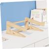 Angoily 1pc Heightened Shelf Riser Holder Mount Bracket Vertical Holder Notebook Stand Khaki Wooden view 2