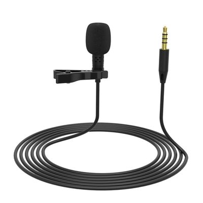 Angoily 1.5m Professional Clip Mic for Vlogging Streaming Interview Black Lapel Microphone