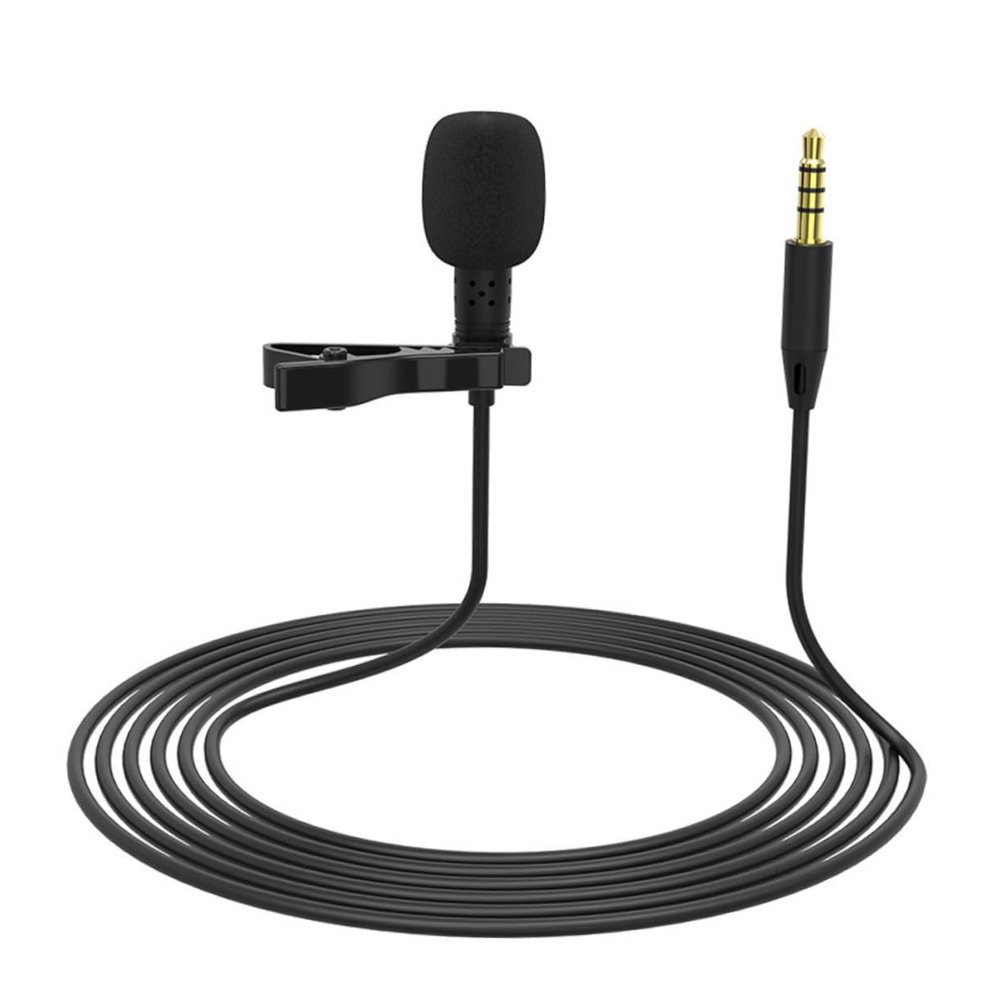 Angoily 1.5m Professional Clip Mic for Vlogging Streaming Interview Black Lapel Microphone