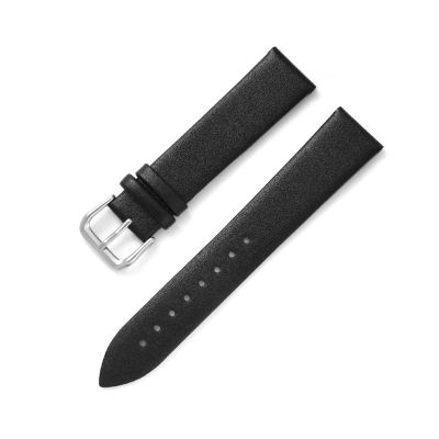 CongYi Thin Genuine Leather Watch Strap 8mm 10 12 13 14 15 16 17 18 19 20mm 21 22mm Smooth Watchband Stainless Steel Buckle Band(Black_15mm)