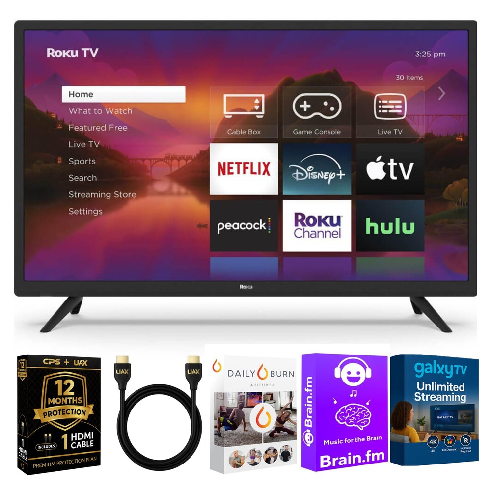 Roku 40-Inch Select Series Full HD Smart TV Bundle  1080p LED Display, Dolby Audio, Compatible with Alexa, Voice Remote, Bluetooth Mode, w/AUX HDMI Cable, CPS 1-Year Protection Plan + Streaming kit