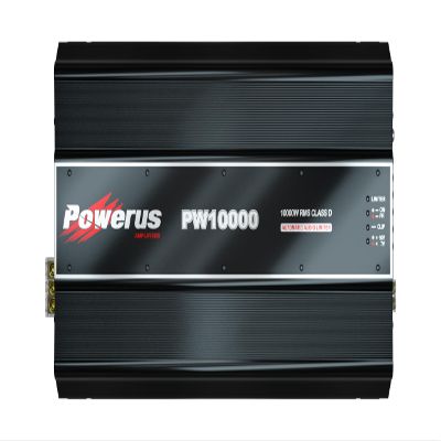 POWERUS PW10000 1 Ohm Full Range 1 Channel Class D Car Amplifier, 10800W RMS @12.6V / 11900W @14.4V, Monoblock, Bass Boost, HPF/LPF Crossover, Automatic Audio Limiter