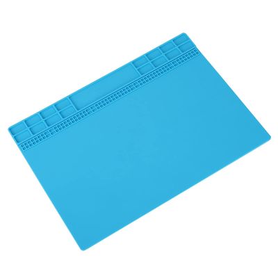 350MM*250MM Heat Maintenance Platform Mat for PhoneComputer Repair with Storage Grid, Anti-High Temperature Silicone Pad for Repair Techs (Light Blue)