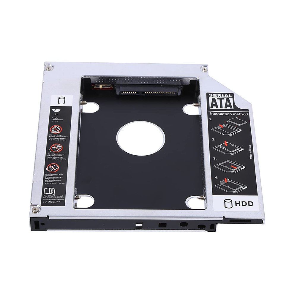 12.7mm Aluminum SSD Enclosure Hard Disk Drive Bay Adapter for Laptop, Noise Absorbing, Dual Boot, 2.5-inch HDDSSD Support