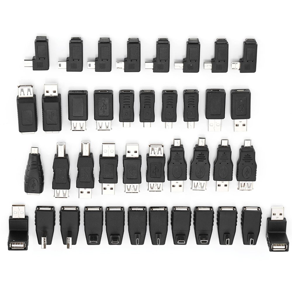 Keenso USB2.0 Mini Micro Adapters Assortment Pack 40 HighQuality Converters Backwards Compatible Solves Connection Troubles for Home and Office Use Black 40 Pack
