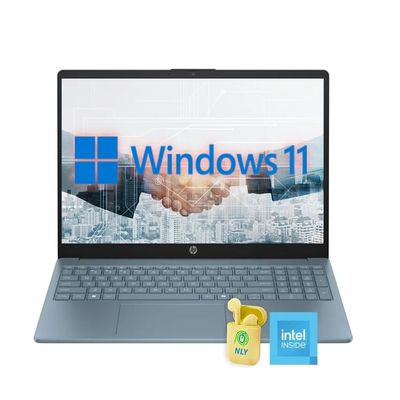 HP 15.6" Business Laptop Computer, 4-Core Intel N200 Processor, Windows 11 Laptop with 1-Year Microsoft Office 365, 8GB RAM 128GB UFS, Numeric Keypad, NLY Earphones, Moonlight Blue