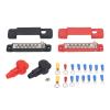 12 Terminal Busbar M8 Stud Distribution Block | 48VDC 150A for Auto/RV/Marine/Yacht | Brass Conductor with Low Impedance | Includes 32 Terminals & Accessories view 1