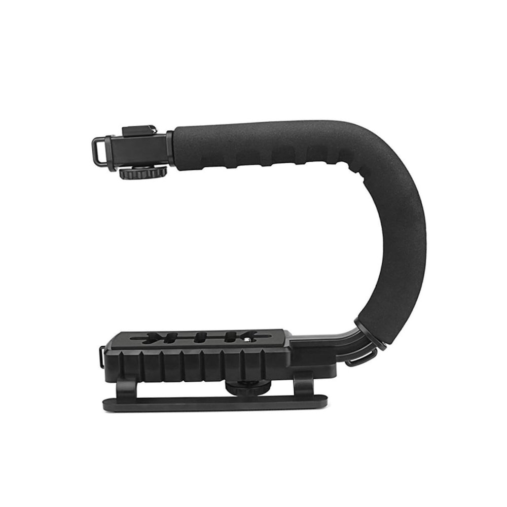 Angoily U Shape Camera Stabilizer Handle Grip with Three Hot Shoe Design for DSLR and Camcorder Skid Pads for Enhanced Stability for Video Capture