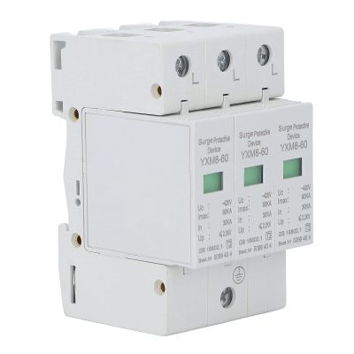 3P Voltage Protection Device | 60KA 420V Flame Retardant PC Material | Electrical Protection Arrester for Home/Farm/Office | 35mm Electrical Rail Installation