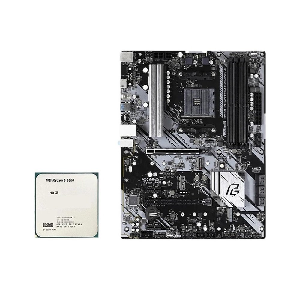 B550 PHA-ntom Gaming 4 Motherboard Set Kit with Ry-Zen 5 5600 CPU 4xDDR4 4533MHz M.2 NVME HDMI PCIe 4.0 ATX AM4 Mainboard(Motherboards)