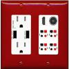 RiteAV 4 Speaker 1 Toslink-Optical HDMI Wall Plate - USB Outlet [Red/White] view 1
