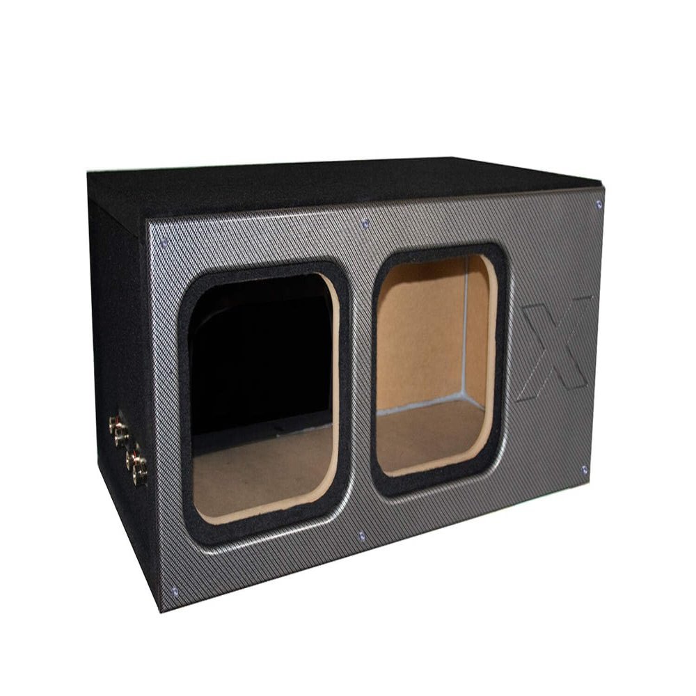 12" Dual Vented Solo X Sub Box-All 1" MDF-Black Super Weave Carbon Fiber Faceplate