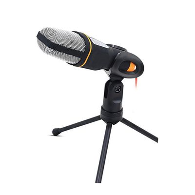 Toddmomy Wired Condenser Microphone with Clip Holder for Podcasting Streaming and Karaoke Compatible with Skype MSN for PC and Laptop Black