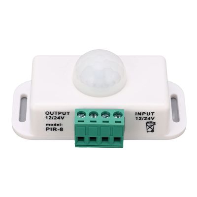 Body Sensing Switch Infrared Motion Sensor Controller Adjustable Delay Time Automatic Lighting for Home Office Security ABS DC12V 24V 6A (White)