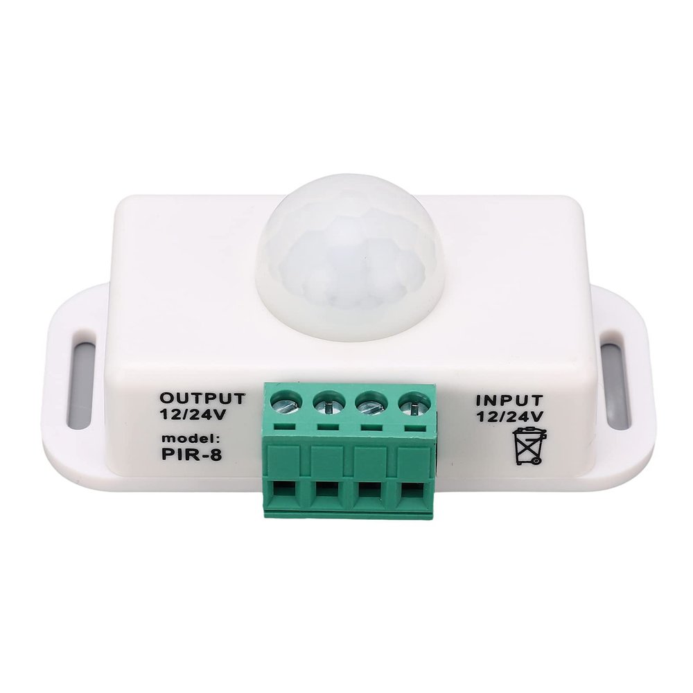 Body Sensing Switch Infrared Motion Sensor Controller Adjustable Delay Time Automatic Lighting for Home Office Security ABS DC12V 24V 6A (White)