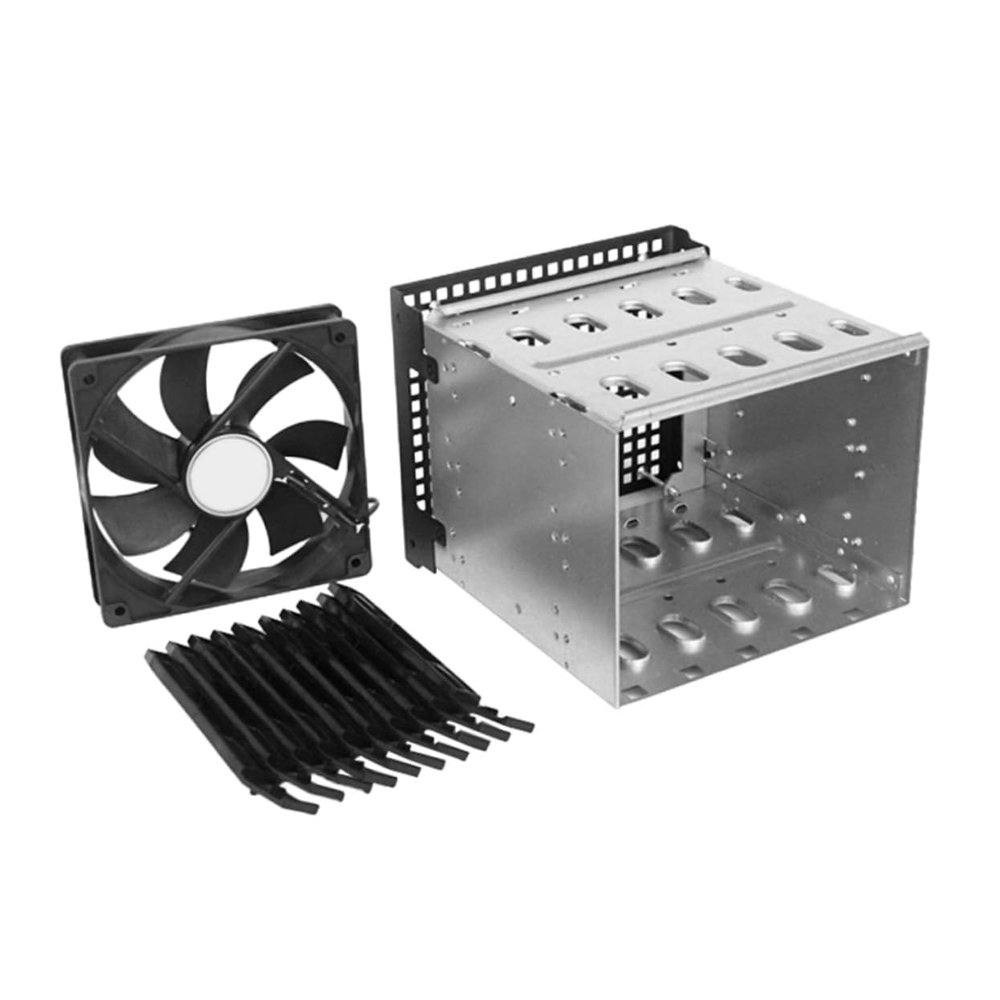 POPETPOP 1 Set Hard Disk Rack Cage with Fan Multi Mechanical Drive Mount for Desktop Computer Cases Efficient Heat Dissipation Durable Design Easy Installation
