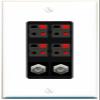 RiteAV 4 Speaker 2 Port Coax Cable TV Wall Plate - 1 Gang Decorative [White/Black] view 1