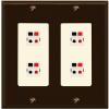 RiteAV 4 Port Speaker Wire Plug Jack Wall Plate - 2 Gang [Brown/Light-Almond] view 1