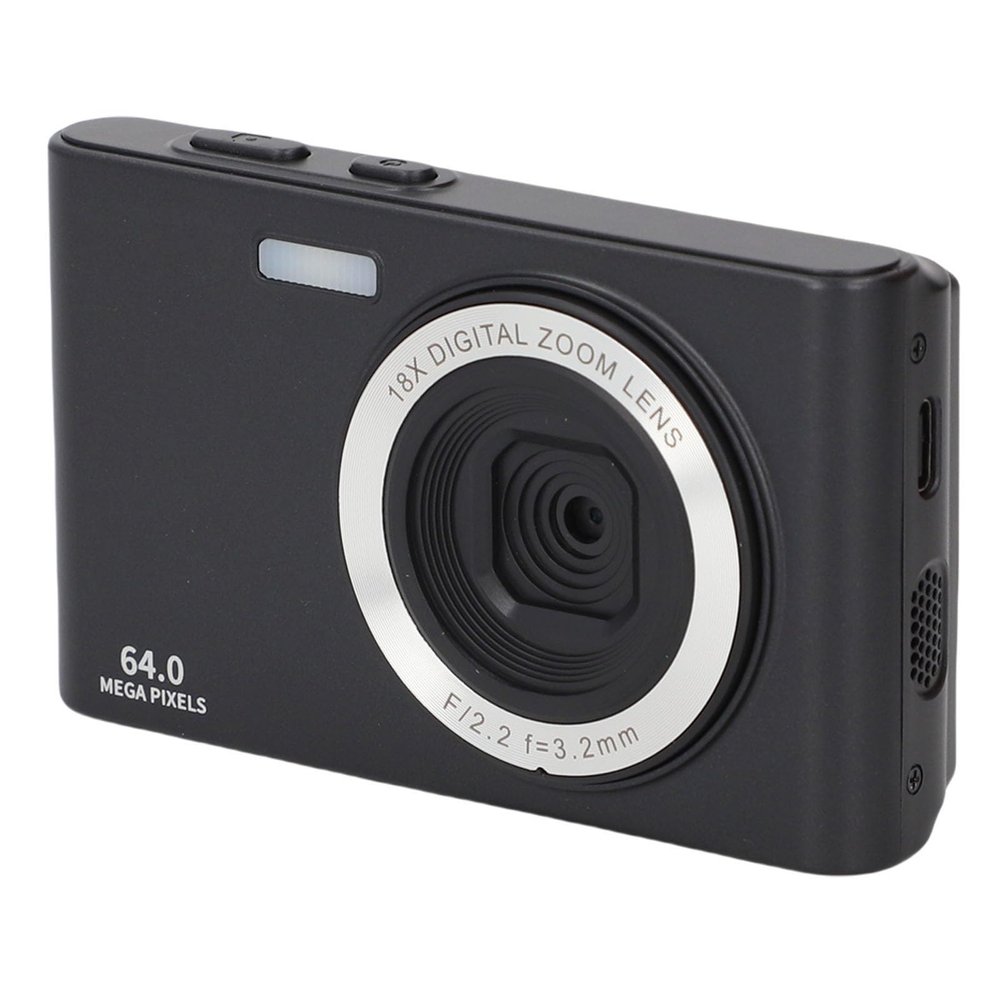 4K Retro Camera with 64MP & 18X Zoom, Dual Front Rear Lenses, Built in Flash and Filters, Compact Travel Camera for Photography (Black)
