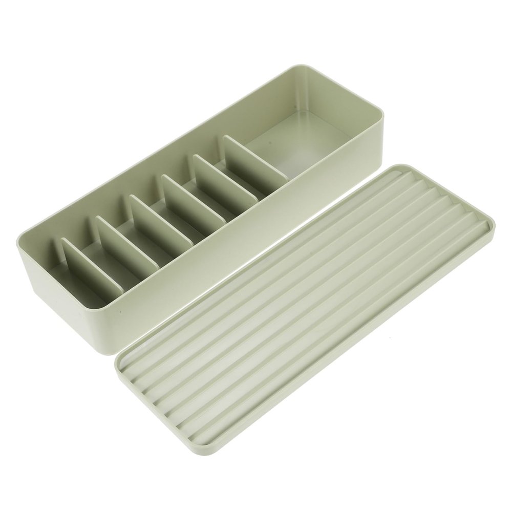 KALLORY Plastic Cord Storage Box Lid Desktop Wire Organizer for Large Capacity Compartment Design for Charging Cables Avocado Green