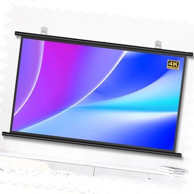 YAQXYH Pull Down Projector Screen 30/40/50/60/72inch Wall & Ceiling Projection Screen, Outdoor Indoor Movie Screen for Home School Cinema Theater, 4:3 16:9 Format(72in (16:9))