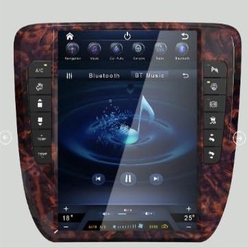 13 inch Android 12 Car Radio for GMC Yukon Tahoe Suburban Chevrolet Silverado 2007-2014 Stereo Upgrade Tesla Style Touch Screen Android Auto GPS Navigation (Deep Mahogany,6+128GB)
