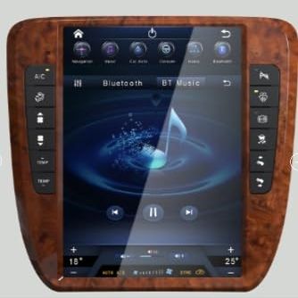 13 inch Android 12 Car Radio for GMC Yukon Tahoe Suburban Chevrolet Silverado 2007-2014 Stereo Upgrade Tesla Style Touch Screen Android Auto GPS Navigation (Light Mahogany,6+128GB)