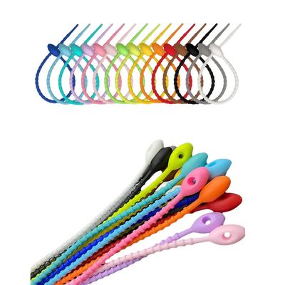 50Pcs Reusable Silicone Cable Ties, Self-Locking Twist Ties for Cord Management, High Elasticity, Assorted Colors, Ideal for Home, Office, Kitchen, Travel, and Organizing Wires, Cables, and Bags.