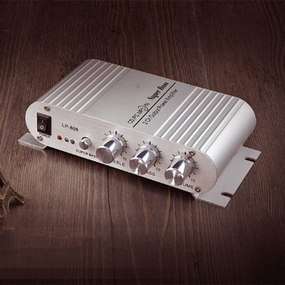 Car Amplifier Digital Stereo Power Amp with Treble Bass Adjustment High Sensitivity Compact Design Aluminum Shell for Clear Sound and Easy Installation