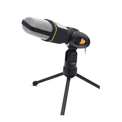 Abaodam Mic Wired Condenser Microphone with Holder Clip Portable Podcast Mic for PC Laptop and Skype Optimized for Sound and Minimal Background Noise Black