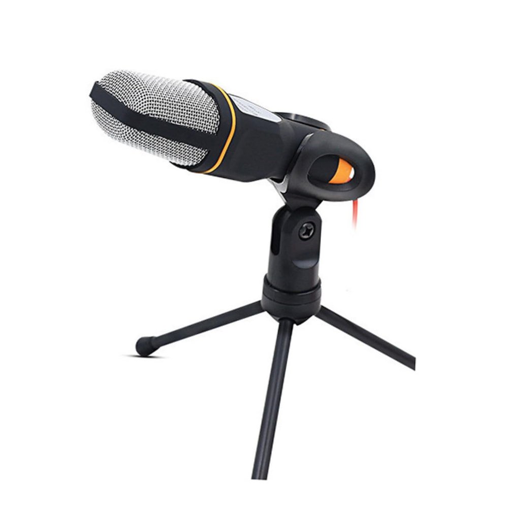 Abaodam Mic Wired Condenser Microphone with Holder Clip Portable Podcast Mic for PC Laptop and Skype Optimized for Sound and Minimal Background Noise Black