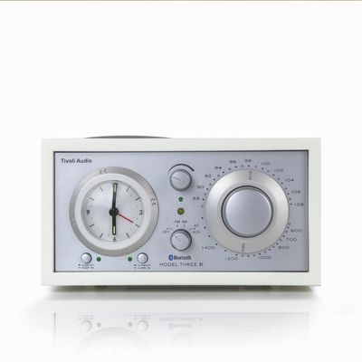 Tivoli Audio Model Three Bluetooth Clock Radio with USB-A & USB-C Charging Ports (White/Silver)