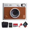 FUJIFILM INSTAX MINI EVO Hybrid Instant Camera (Brown) Bundle with 32GB Memory Card + Camera Case + USB Card Reader, SD/microSD + Microfiber Cleaning Cloth view 1