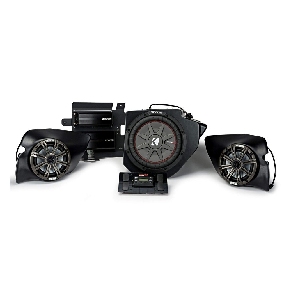 Kicker 44PRZ33 UTV Audio Kit for Polaris RZR 2014-2018 Front 6.5" Speaker Pods with 10" Sub Box and Amps (Renewed)