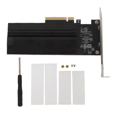 Denash M.2 NVMe to PCIe 4.0 X8 Adapter Card, Support 2 M.2 SSDs, PCIe Bifurcation, Full Metal Heatsink, for,LED Indicator, Aluminum Alloy,