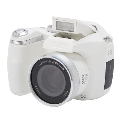 4K 60MP DSLR Camera with 12x Optical Zoom, CMOS Sensor and LED Flash, Video Camera with 2.88" LCD Screen for Travel, Portrait, Scenery Photography (White)