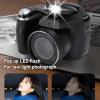 4K 60MP DSLR Camera with 12x Optical Zoom, CMOS Sensor and LED Flash, Video Camera with 2.88" LCD Screen for Travel, Portrait, Scenery Photography (Black) view 3