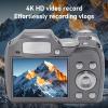 4K Digital Camera, 4K 60MP DSLR Camera with 12x Optical Zoom, Retro Digital Video Camera with CMOS Sensor & LED Flash,for Portrait Photography (Silver) view 2