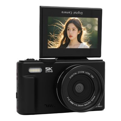 5K 75MP Digital Camera with 18X Zoom & 180 Flip Screen, WiFi Auto Focus Camera for Travel Vlogging, Content Creation and Photography (32GB)