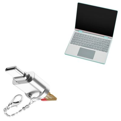 BoxWave Adapter Compatible with Framework Laptop 12 - Micro SD Card miniReader, USB Type-C OTG Reader USB3.0 Adapter Keychain - Metallic Silver