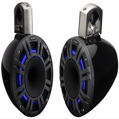 Kicker 51KMTCXL8 8" RGB LED Horn Loaded Compression Driver Marine Tower Speakers, Pair, Black (Renewed)