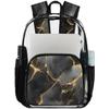 Adornori Black Large Heavy Duty Clear Backpack Marble PVC Transparent See Through Bag for Work Travel Security view 1