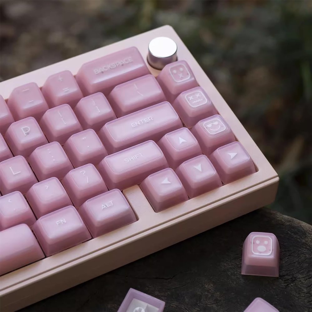 142 Keys Doubleshot Pink Jade Keycaps SA Profile Keycap Set Fit for 61/64/87/104/108 Cherry Mx Switches Mechanical Keyboard