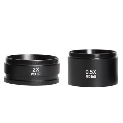 Lab Microscope Accessories WD165 WD30 0.5X 0.7X 2.0X 1X Trinocular Microscope Barlow Objective Lens Zoom Stereo Microscopio Camera Auxiliary Objective Lens(0.5X 2.0X)