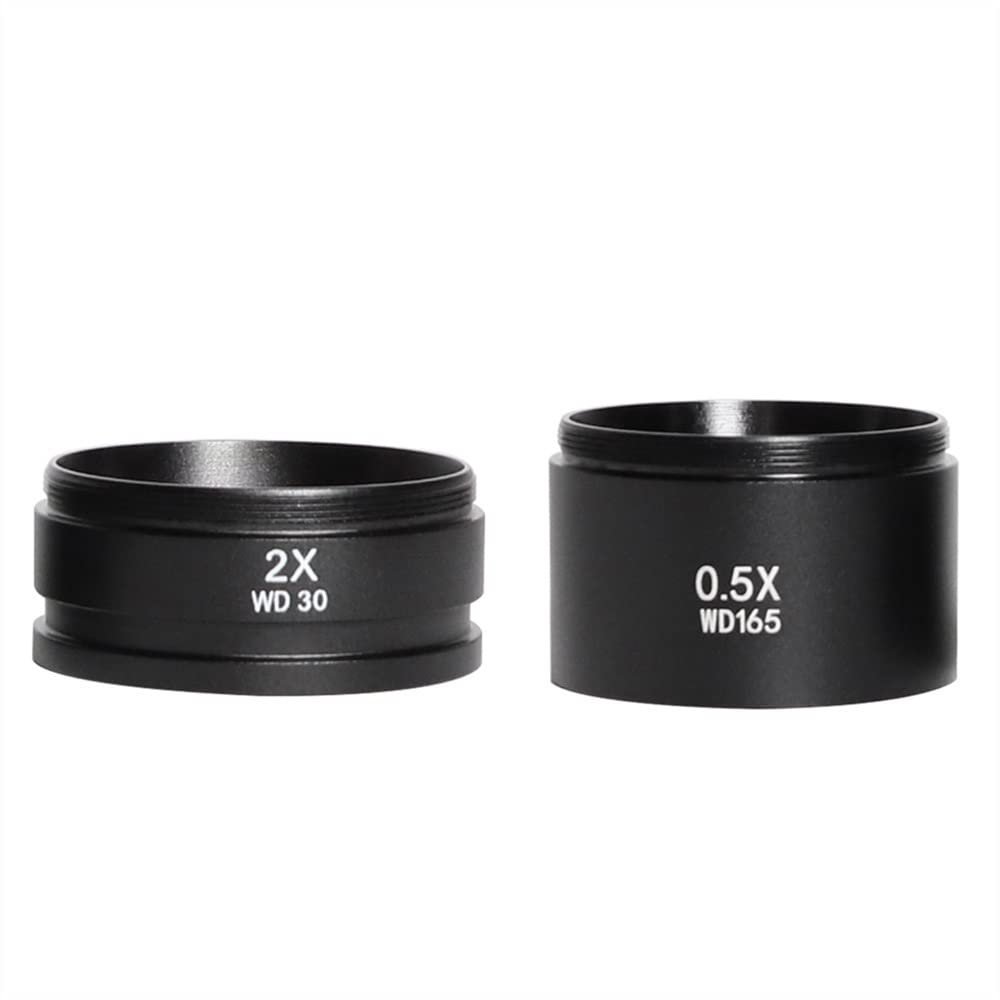 Lab Microscope Accessories WD165 WD30 0.5X 0.7X 2.0X 1X Trinocular Microscope Barlow Objective Lens Zoom Stereo Microscopio Camera Auxiliary Objective Lens(0.5X 2.0X)