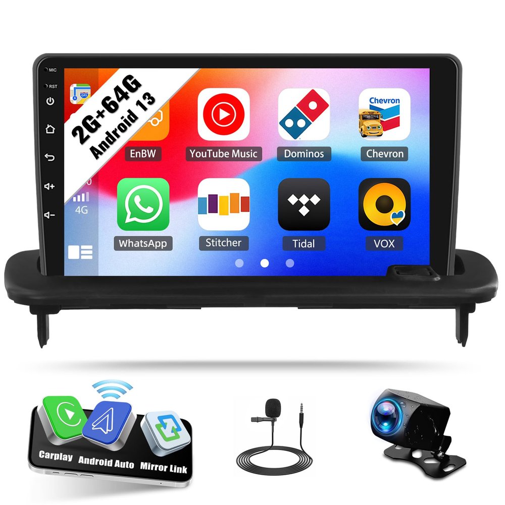 Android Car Stereo for Volvo S40/C30/C70 2006-2012 with CarPlay Android Auto Mirror Link 9 Inch Touchscreen Bluetooth GPS Navigation WiFi FM Backup Camera MIC 2G+64G