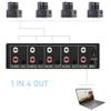 3.5mm Aux + RCA L/R Audio Splitter 1 in 4 Out, BolAAzuL 4-Way Stereo Audio Distributor Box 4-Channel Stereo RCA Splitter 1x4 for DVD Player, Game Console, Headphones, Speaker - w/Power view 2