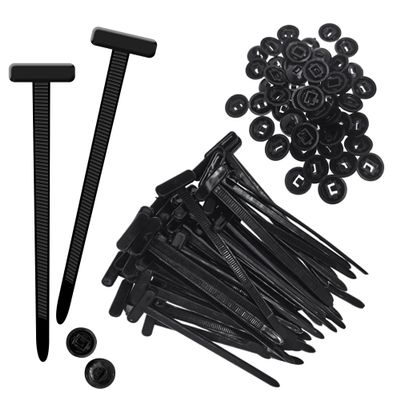100PCS Nylon Universal Cable Tie Buckle Zip Ties  Push Mount Button Lock Clips, UV-Resistant Fasteners for Car Wire Harness, Garage, Electrical & Automotive Use